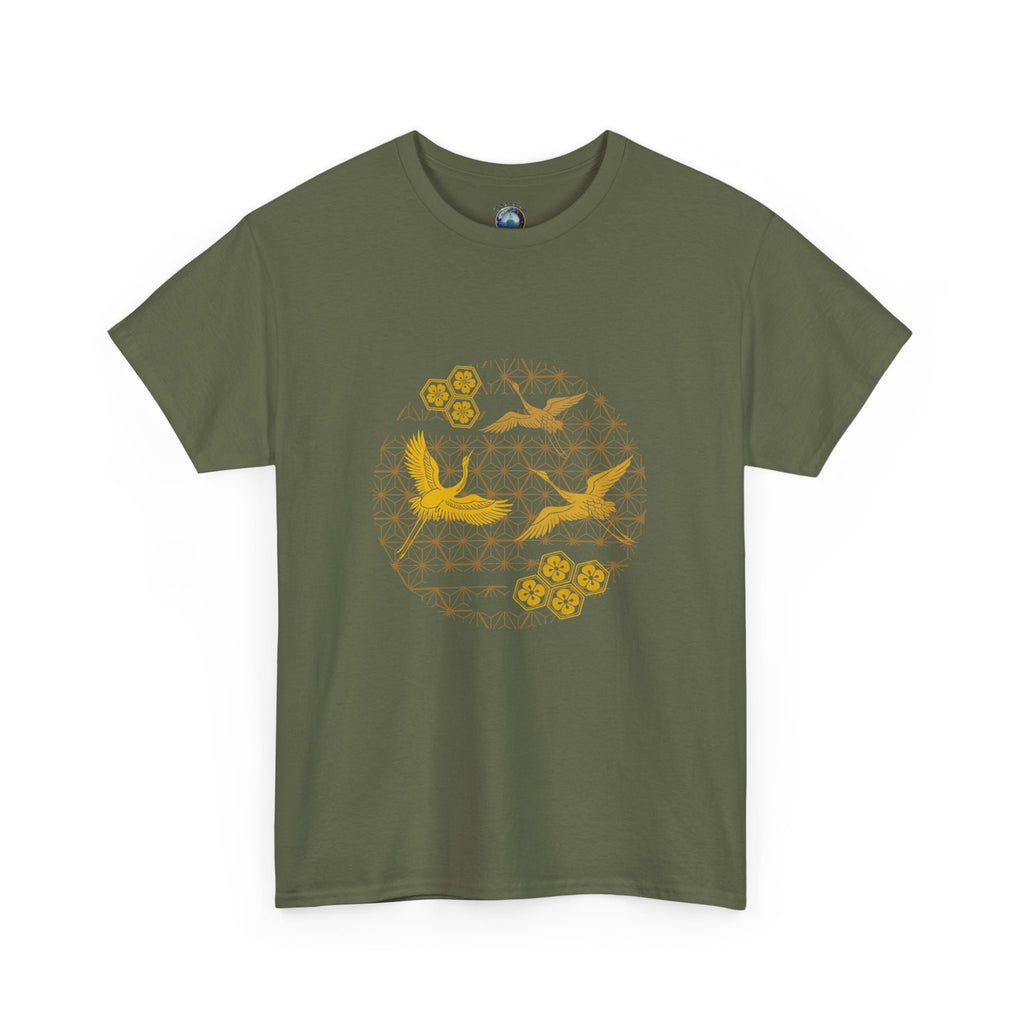 Gold Cranes, Sacred Geometry Graphic T shirts