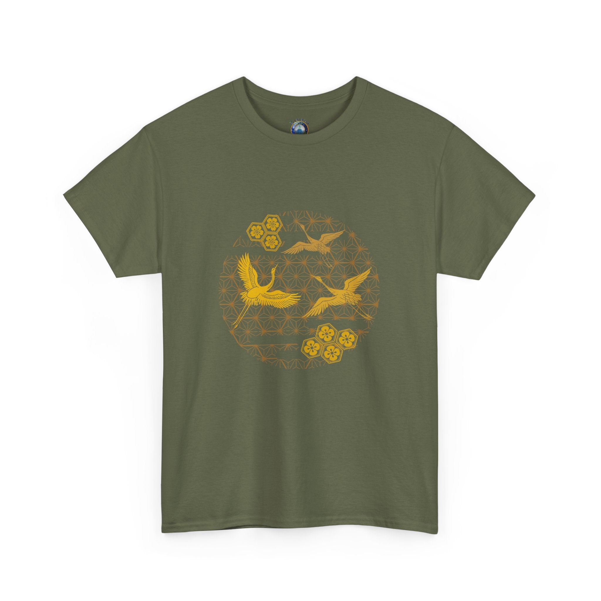 Gold Cranes, Sacred Geometry Graphic T shirts