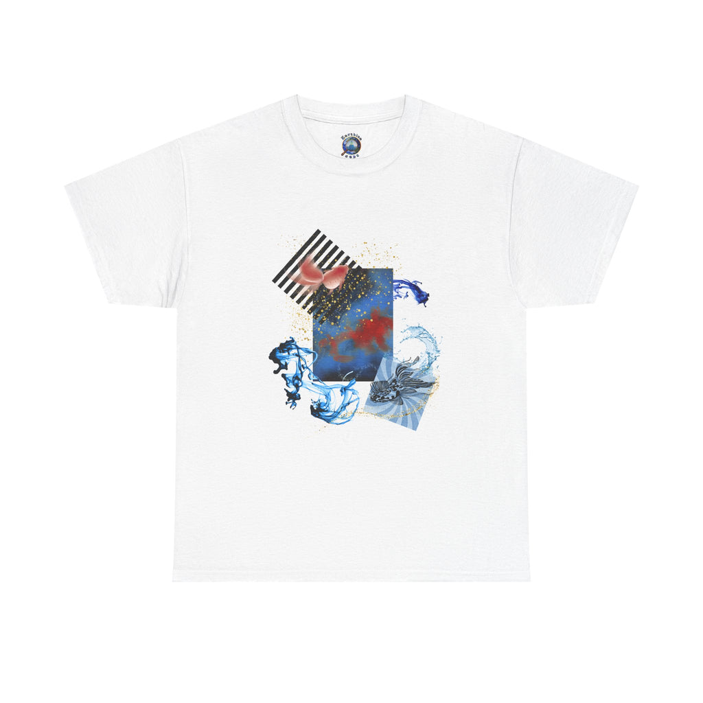 Unisex Geometric Goldfish T-Shirt | Abstract Japanese-Inspired Art Tee | Earthian Code