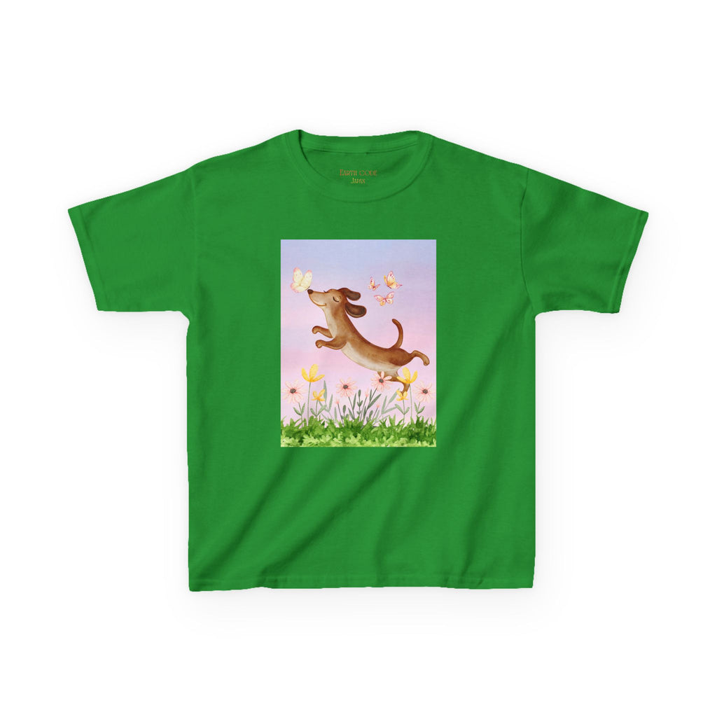 Happy Dancing Dachshund T-Shirt for Kids | Butterfly Garden Kids Tee