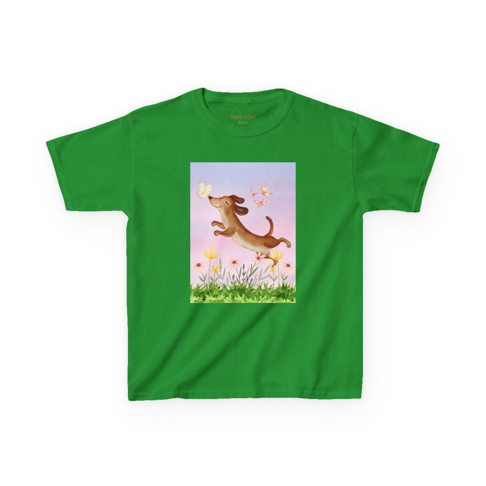 Happy Dancing Dachshund T-Shirt for Kids | Butterfly Garden Kids Tee