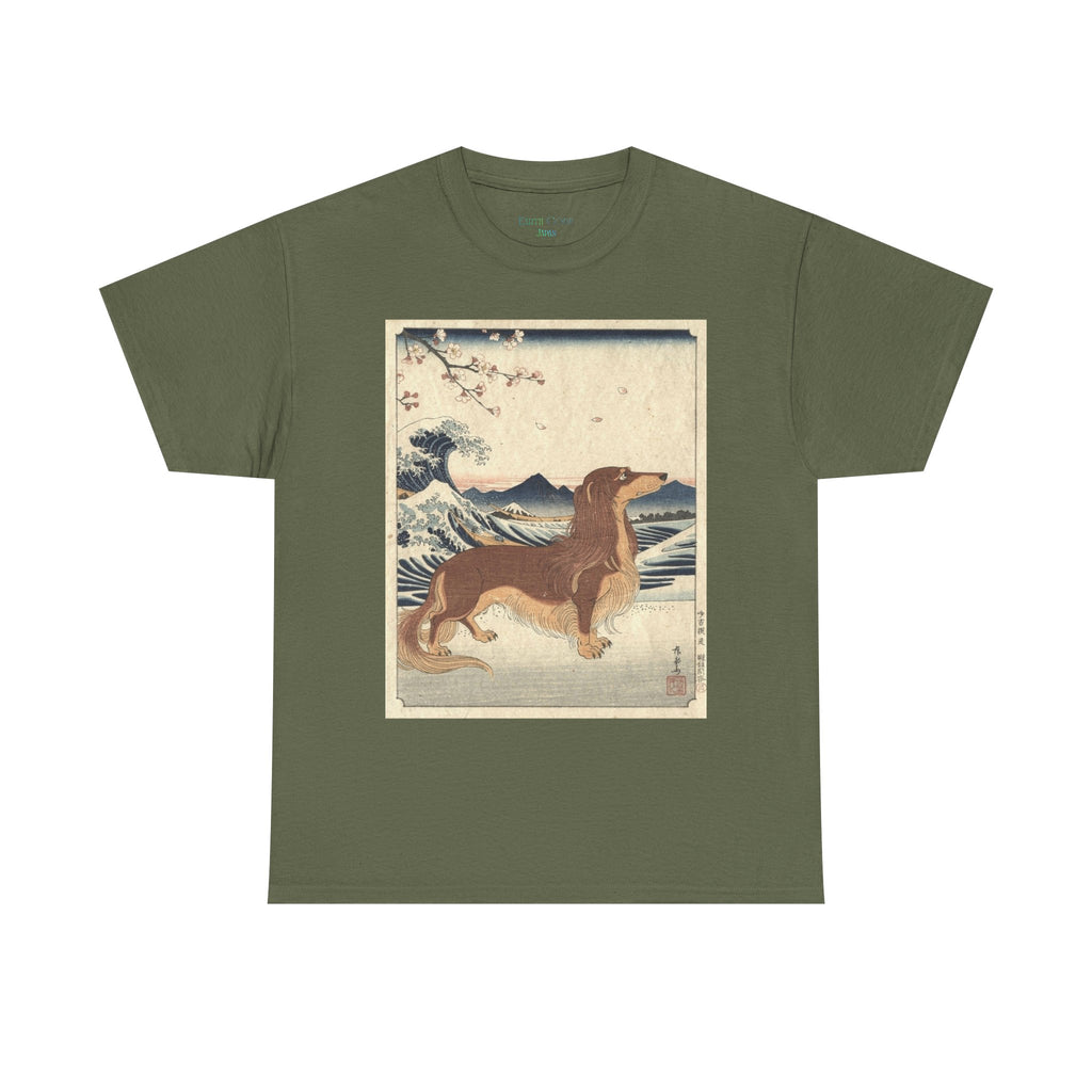 Dachshund Ukiyo-e Art T-Shirt | Japanese Wave Dog Print