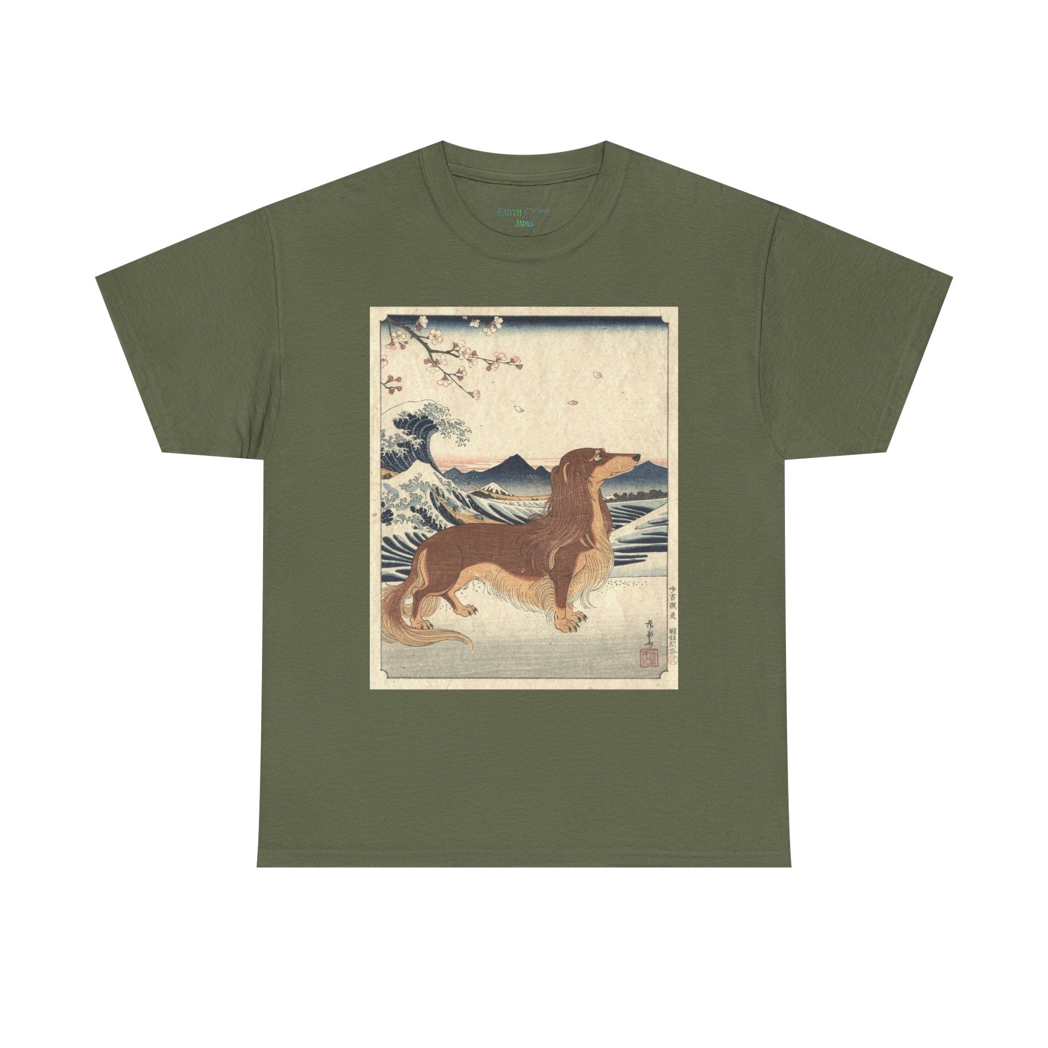 Dachshund Ukiyo-e Art T-Shirt | Japanese Wave Dog Print
