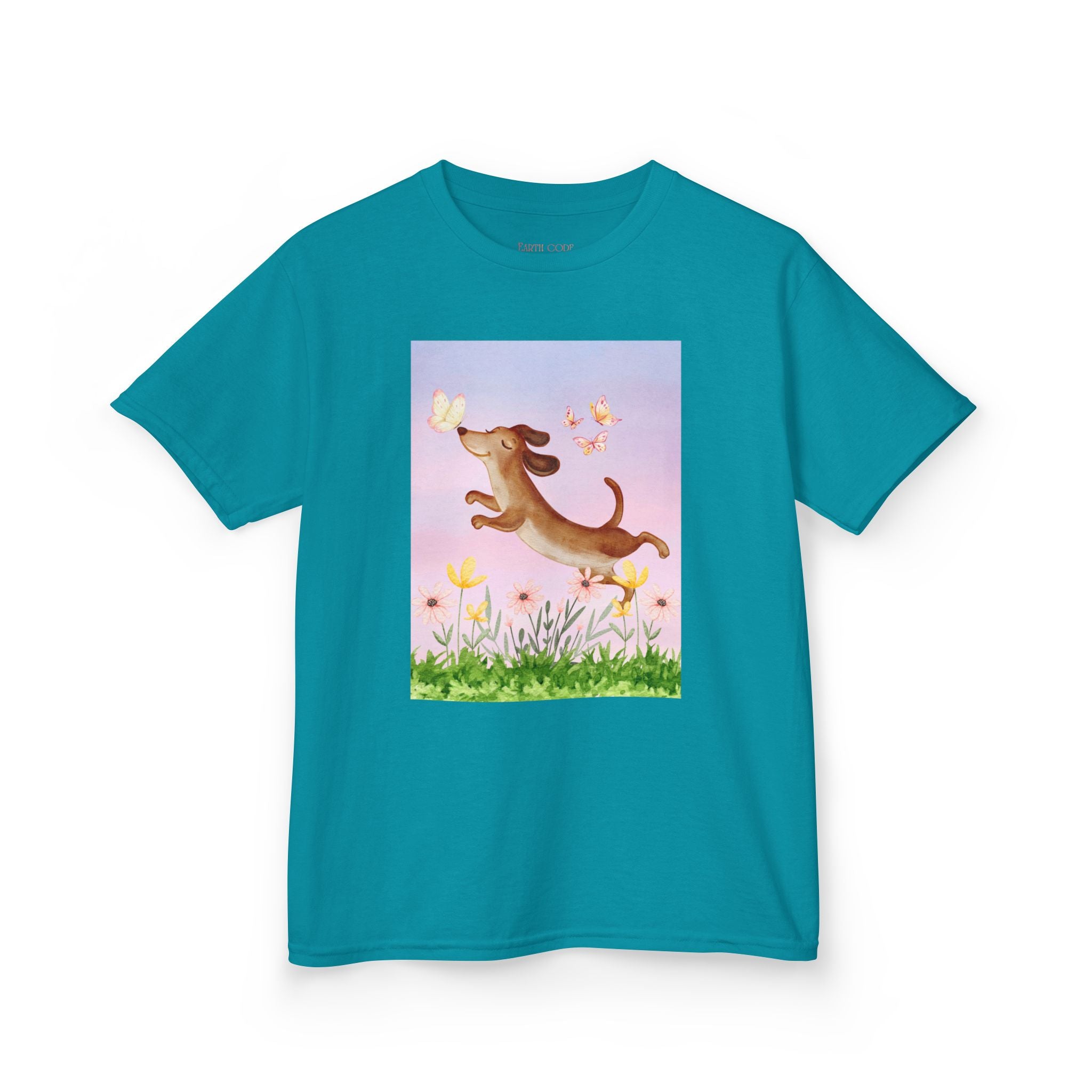 Happy Dancing Dachshund T-Shirt for Kids | Butterfly Garden Kids Tee