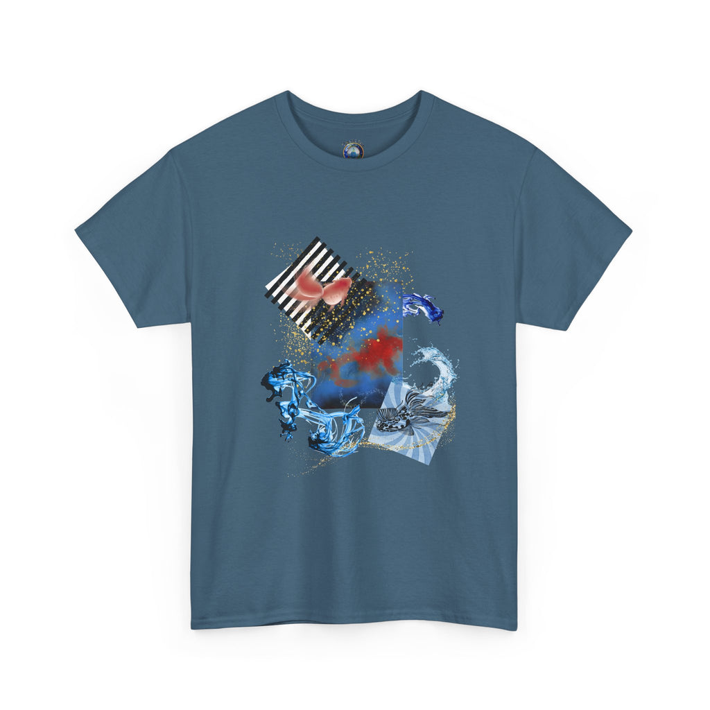 Unisex Geometric Goldfish T-Shirt | Abstract Japanese-Inspired Art Tee | Earthian Code