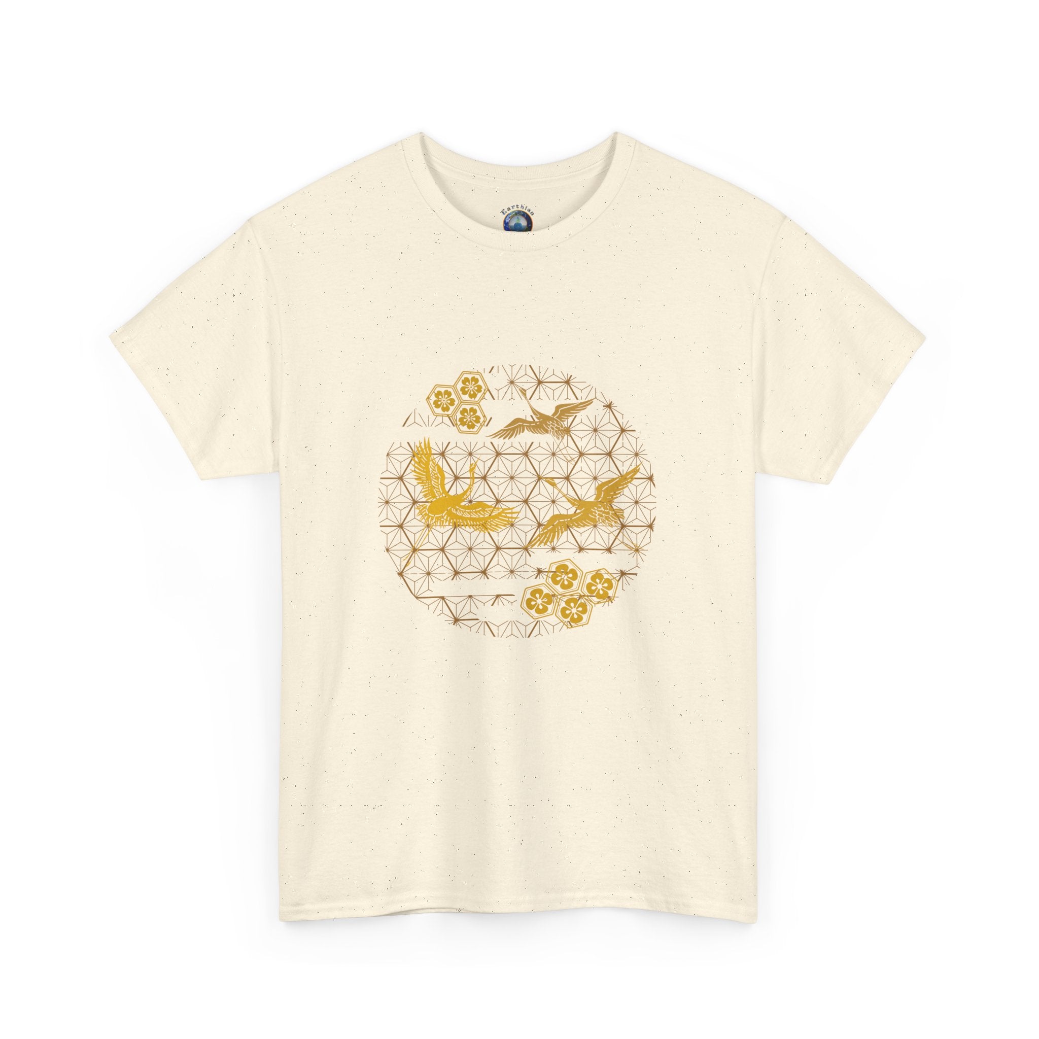 Gold Cranes, Sacred Geometry Graphic T shirts