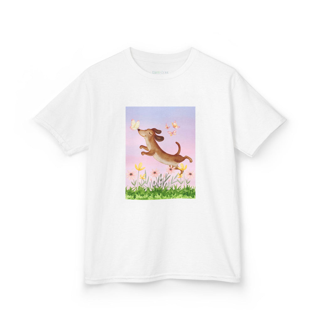 Happy Dancing Dachshund T-Shirt for Kids | Butterfly Garden Kids Tee