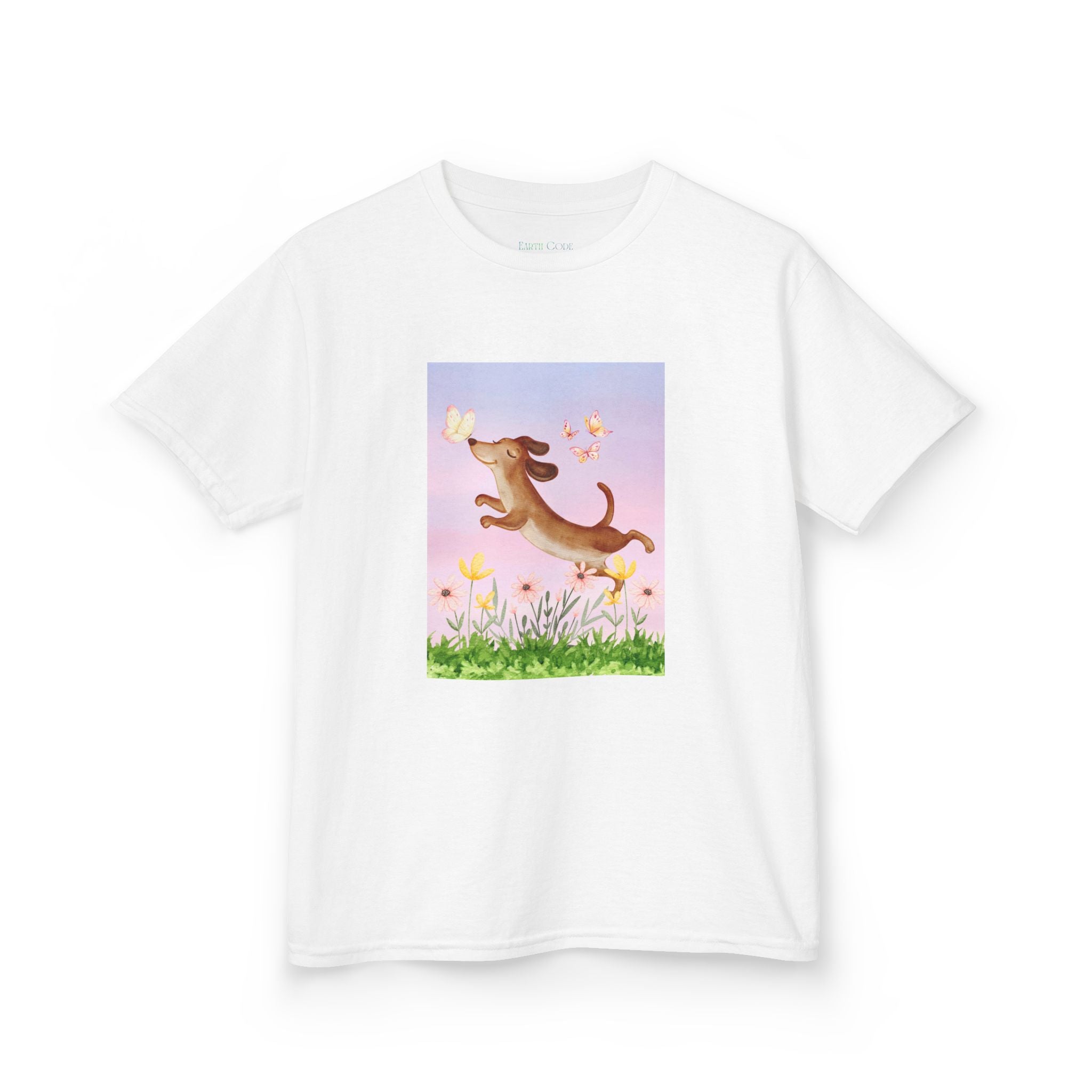 Happy Dancing Dachshund T-Shirt for Kids | Butterfly Garden Kids Tee