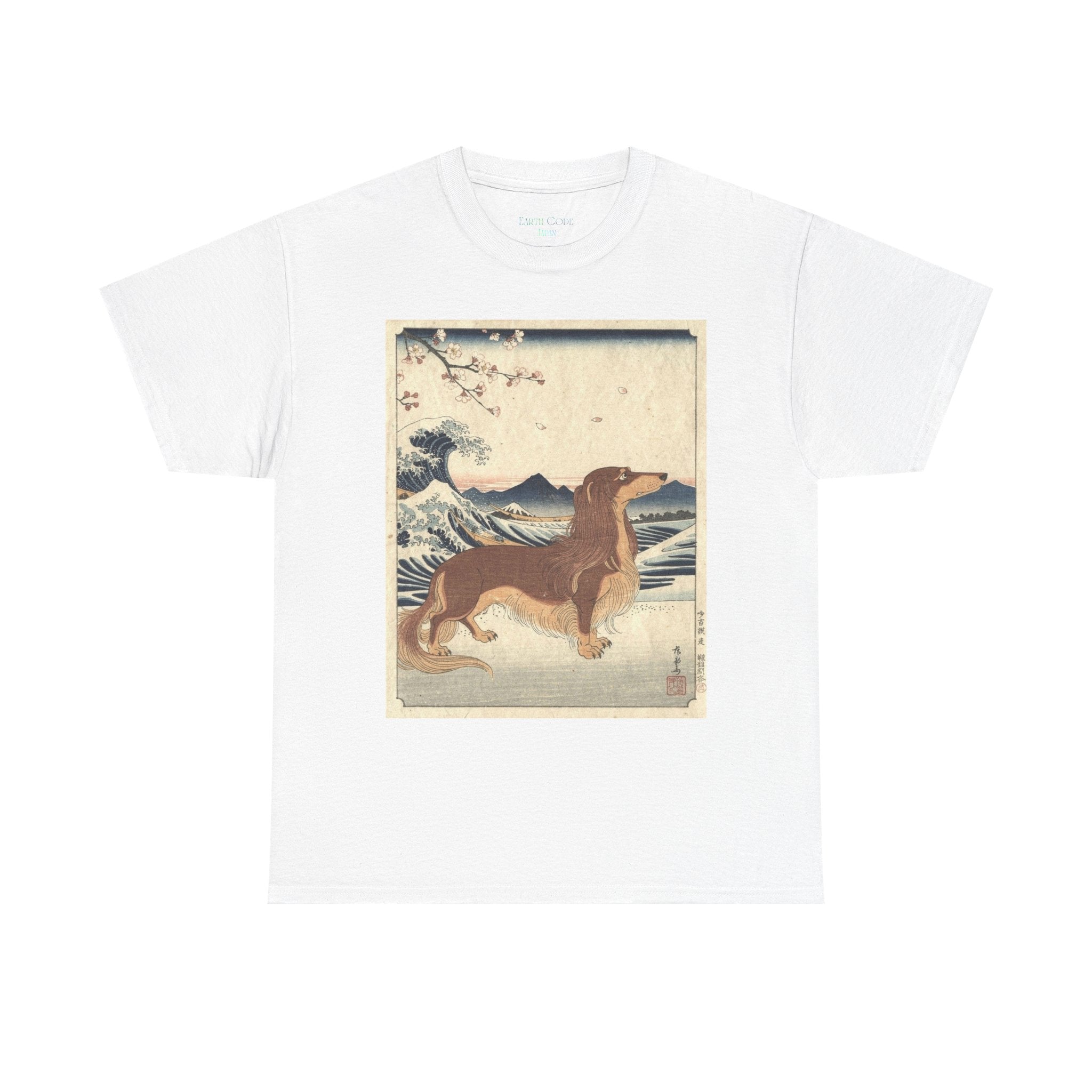 Dachshund Ukiyo-e Art T-Shirt | Japanese Wave Dog Print