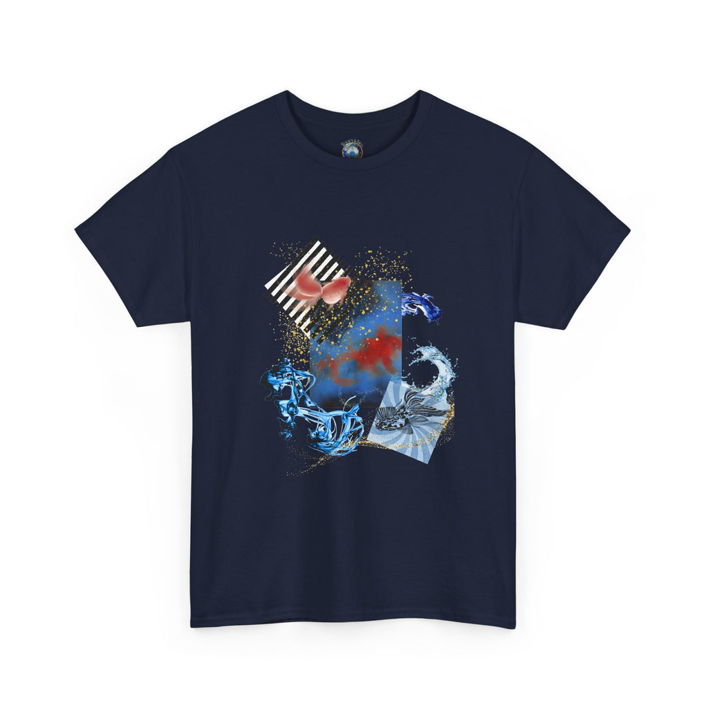 Unisex Geometric Goldfish T-Shirt | Abstract Japanese-Inspired Art Tee | Earthian Code