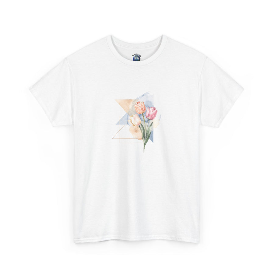 Tulip Flower Geometric Floral Graphic T-Shirt | Earthian Code