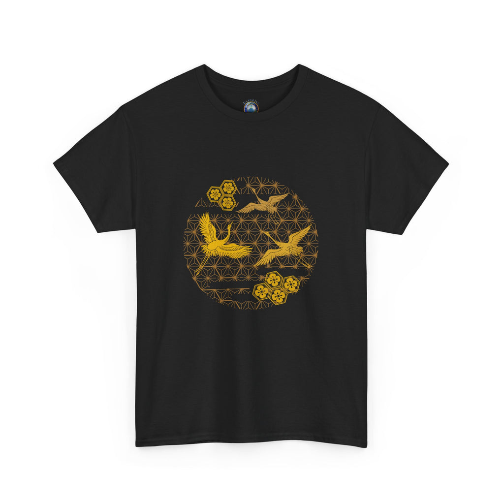 Gold Cranes, Sacred Geometry Graphic T shirts