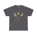 Cranes Harmony T-Shirt, Mount Fuji, Sacred Geometry (Gold)  | Two Cranes Minimalist Japanese Art Tee
