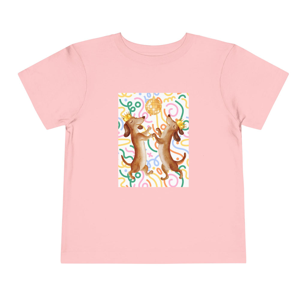 Two Dancing Dachshunds with Crowns T-Shirt | Pop Art Disco Kids Tee