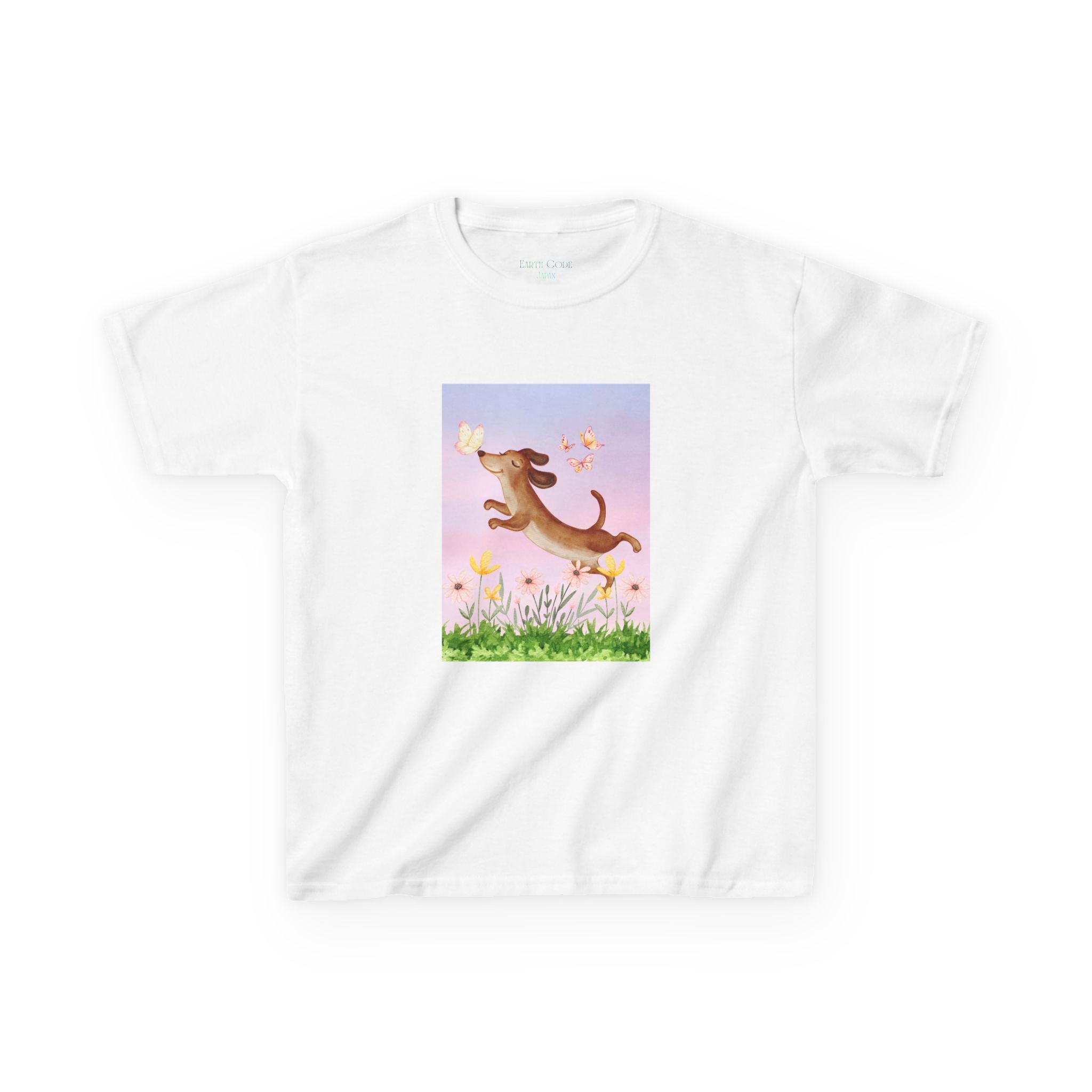 Happy Dancing Dachshund T-Shirt for Kids | Butterfly Garden Kids Tee
