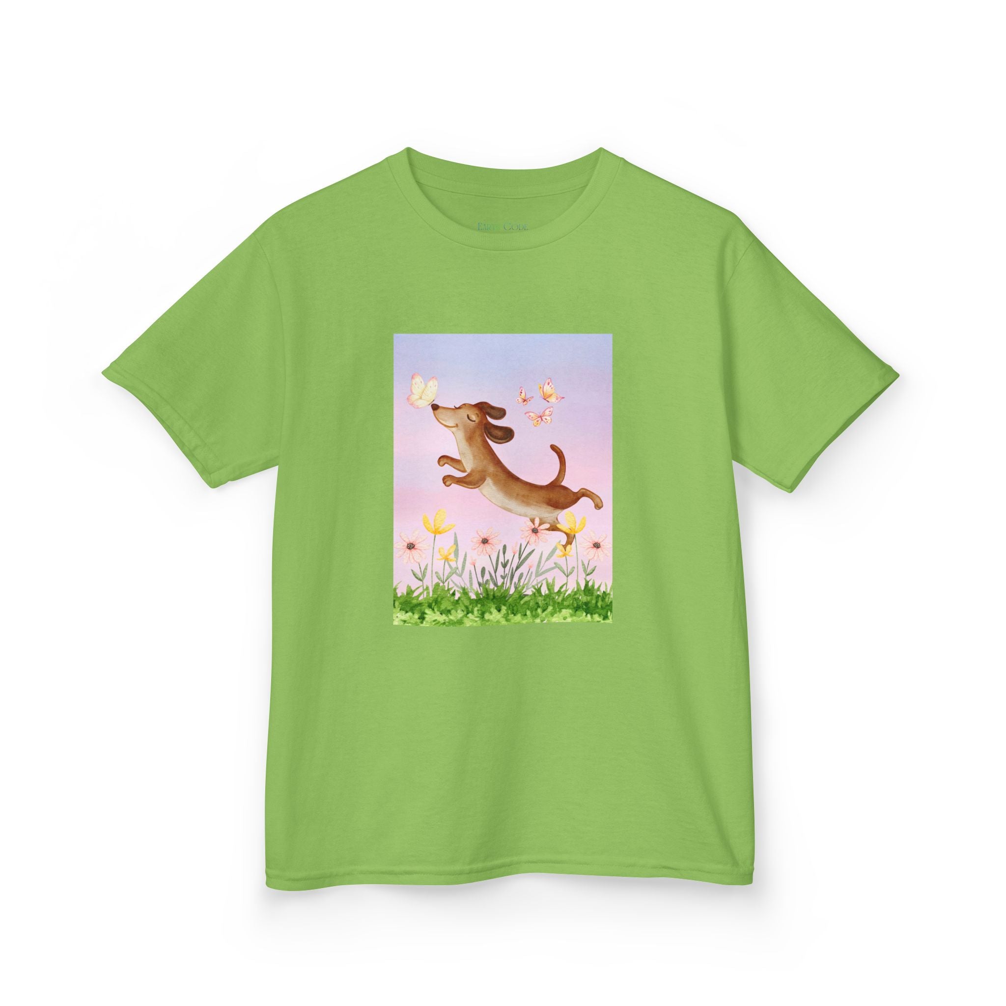 Happy Dancing Dachshund T-Shirt for Kids | Butterfly Garden Kids Tee
