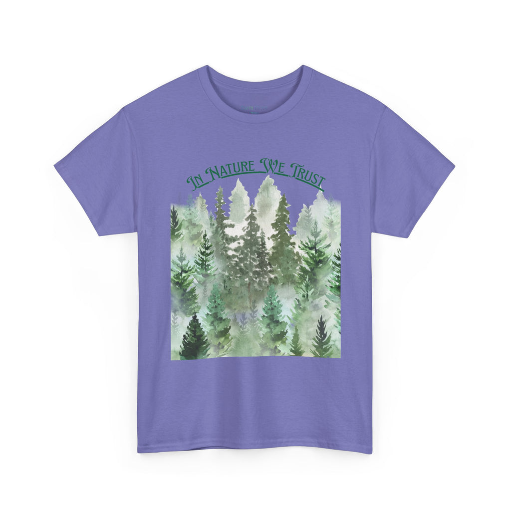 In Nature We Trust T-Shirt | Deep Green Forest Trees Art Print Tee, Outdoors Nature Tee