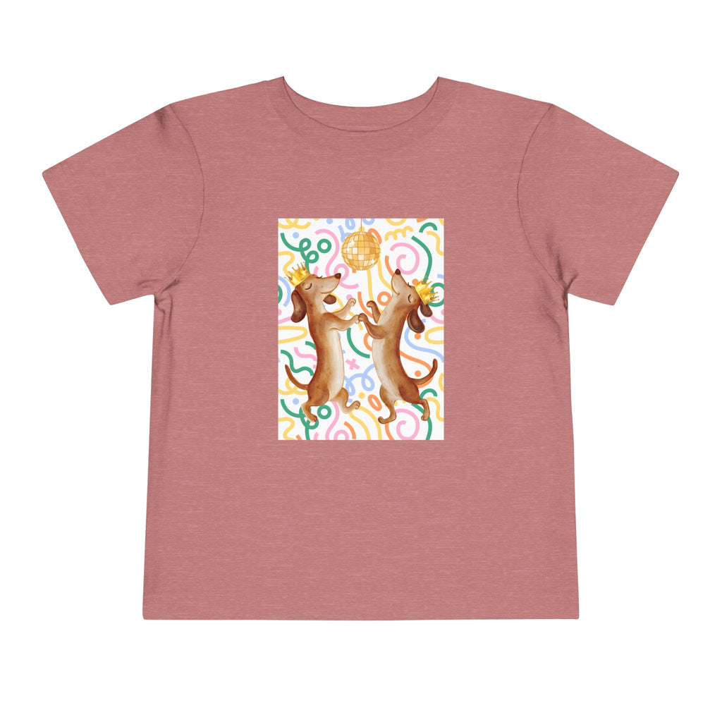 Two Dancing Dachshunds with Crowns T-Shirt | Pop Art Disco Kids Tee