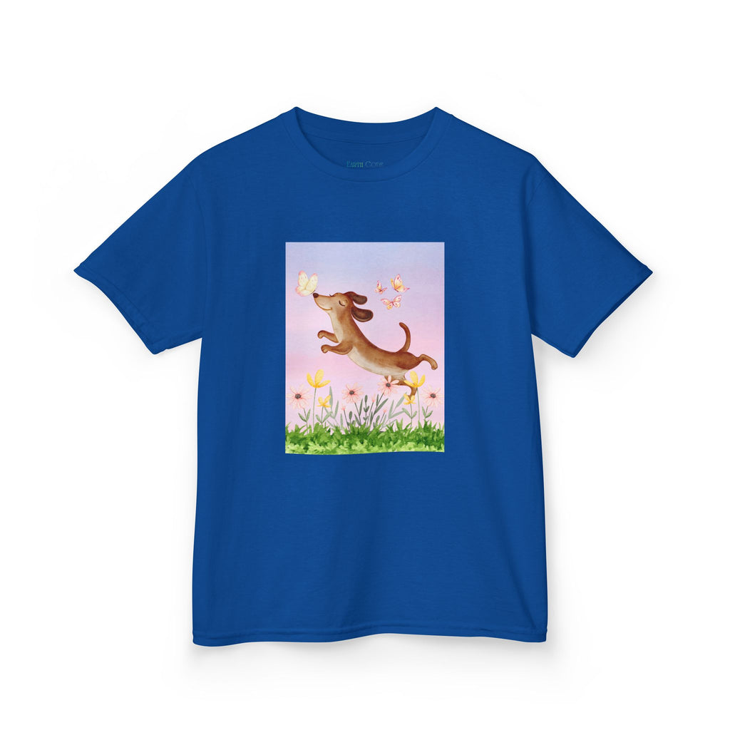 Happy Dancing Dachshund T-Shirt for Kids | Butterfly Garden Kids Tee