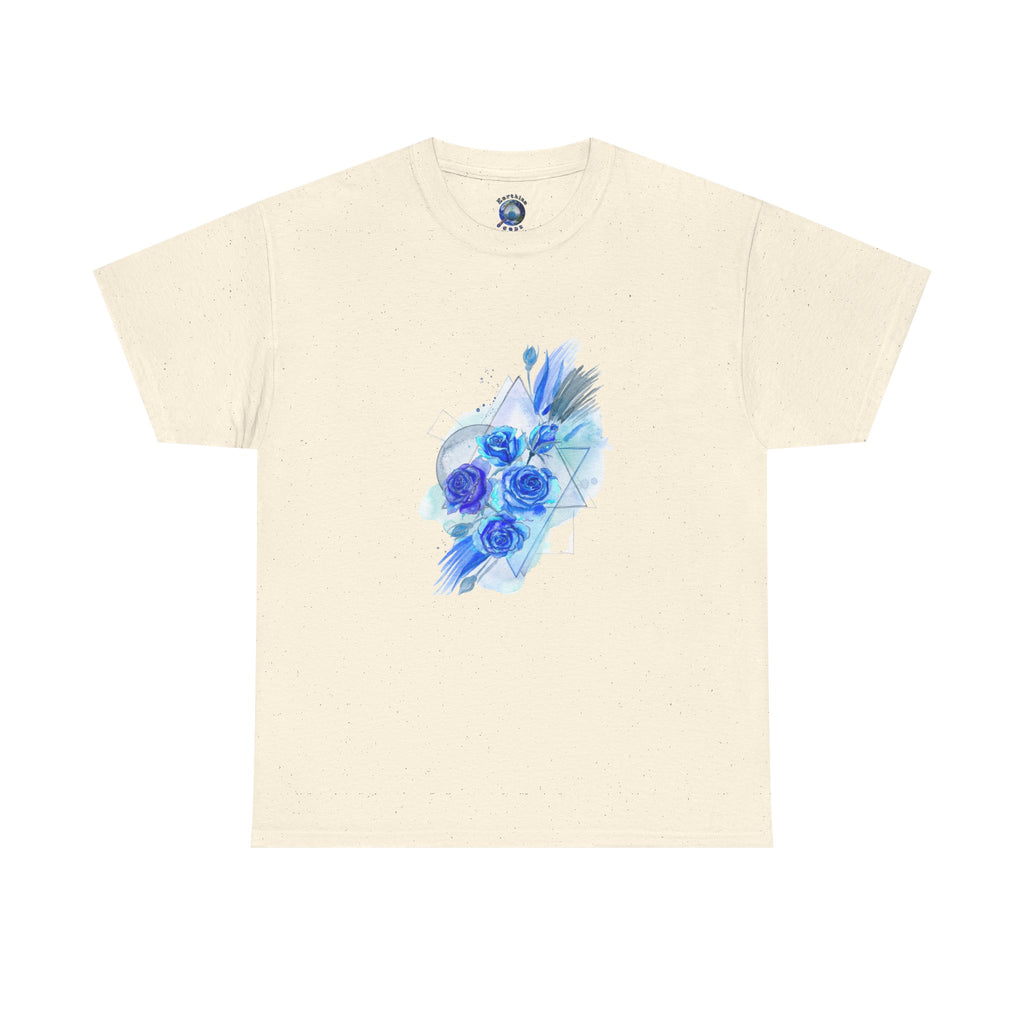 Blue Rose Geometric Floral Graphic T-Shirt | Earthian Code