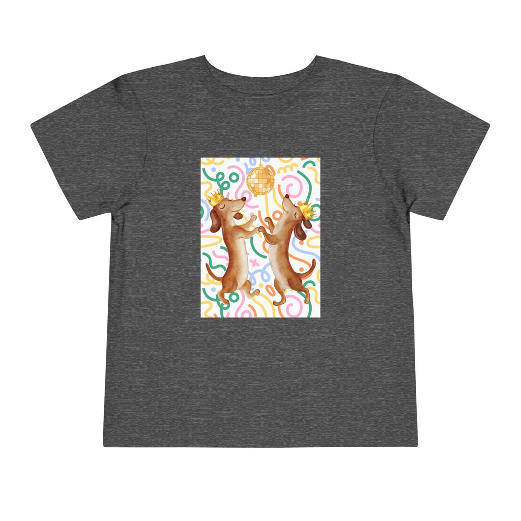 Two Dancing Dachshunds with Crowns T-Shirt | Pop Art Disco Kids Tee