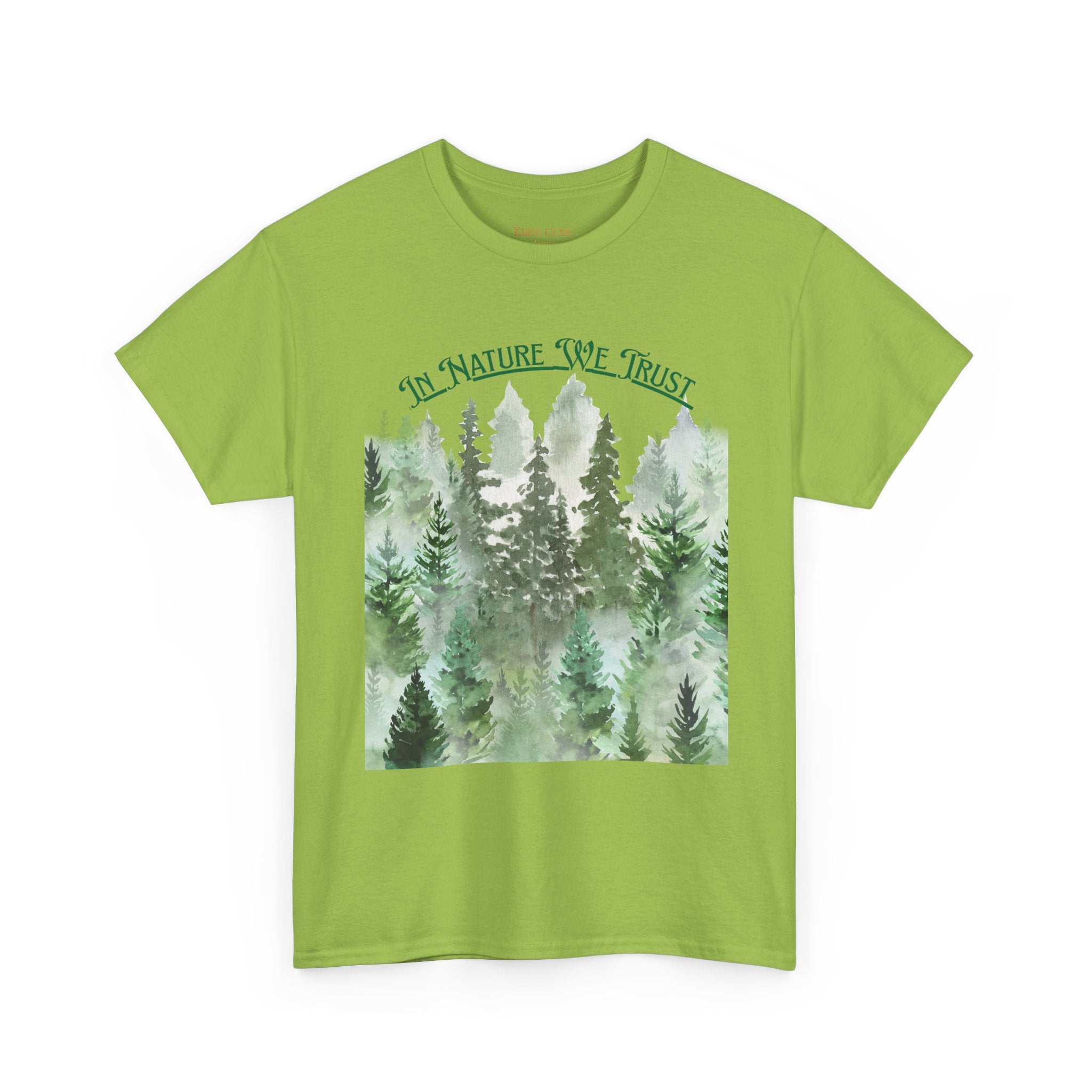 In Nature We Trust T-Shirt | Deep Green Forest Trees Art Print Tee, Outdoors Nature Tee