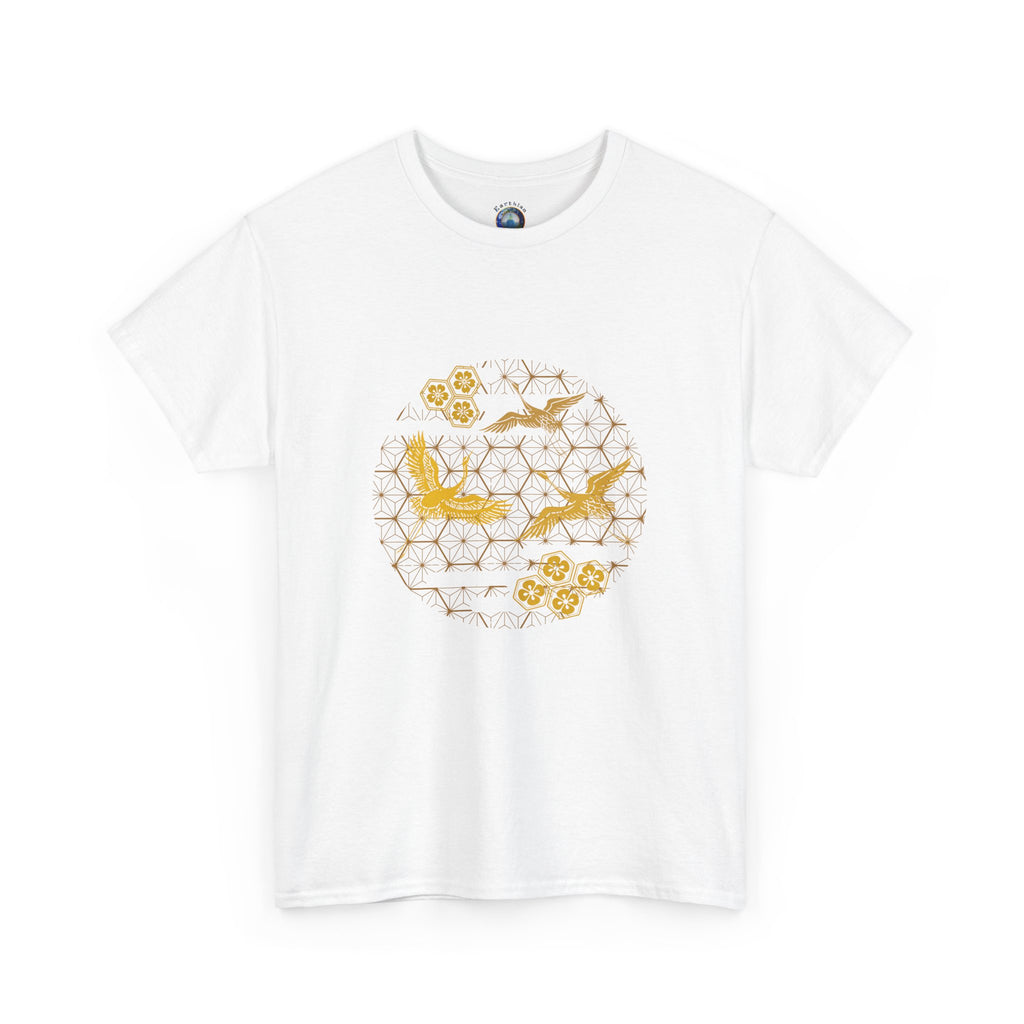 Gold Cranes, Sacred Geometry Graphic T shirts
