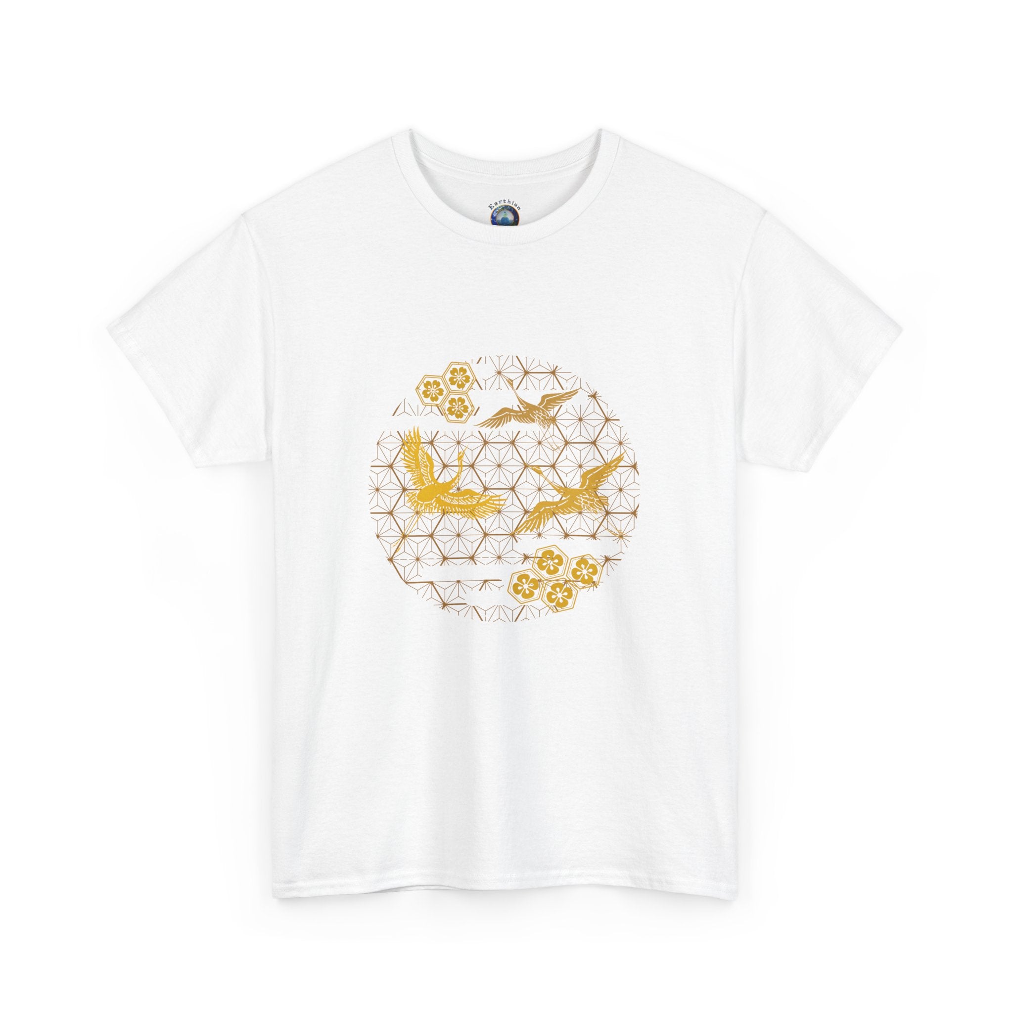 Gold Cranes, Sacred Geometry Graphic T shirts