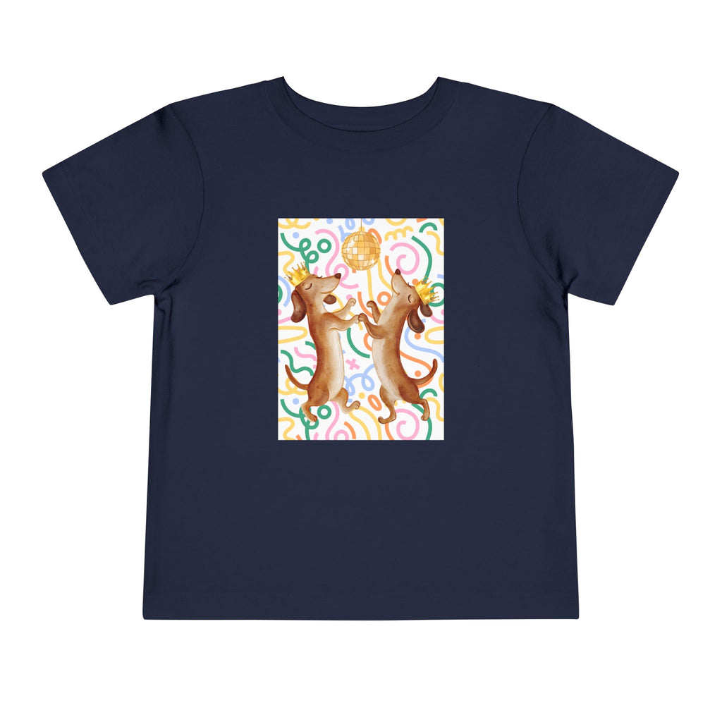 Two Dancing Dachshunds with Crowns T-Shirt | Pop Art Disco Kids Tee