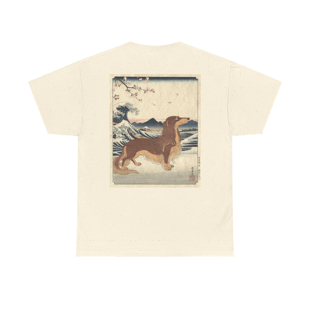 Dachshund Ukiyo-e Art T-Shirt | Japanese Wave Dog Print
