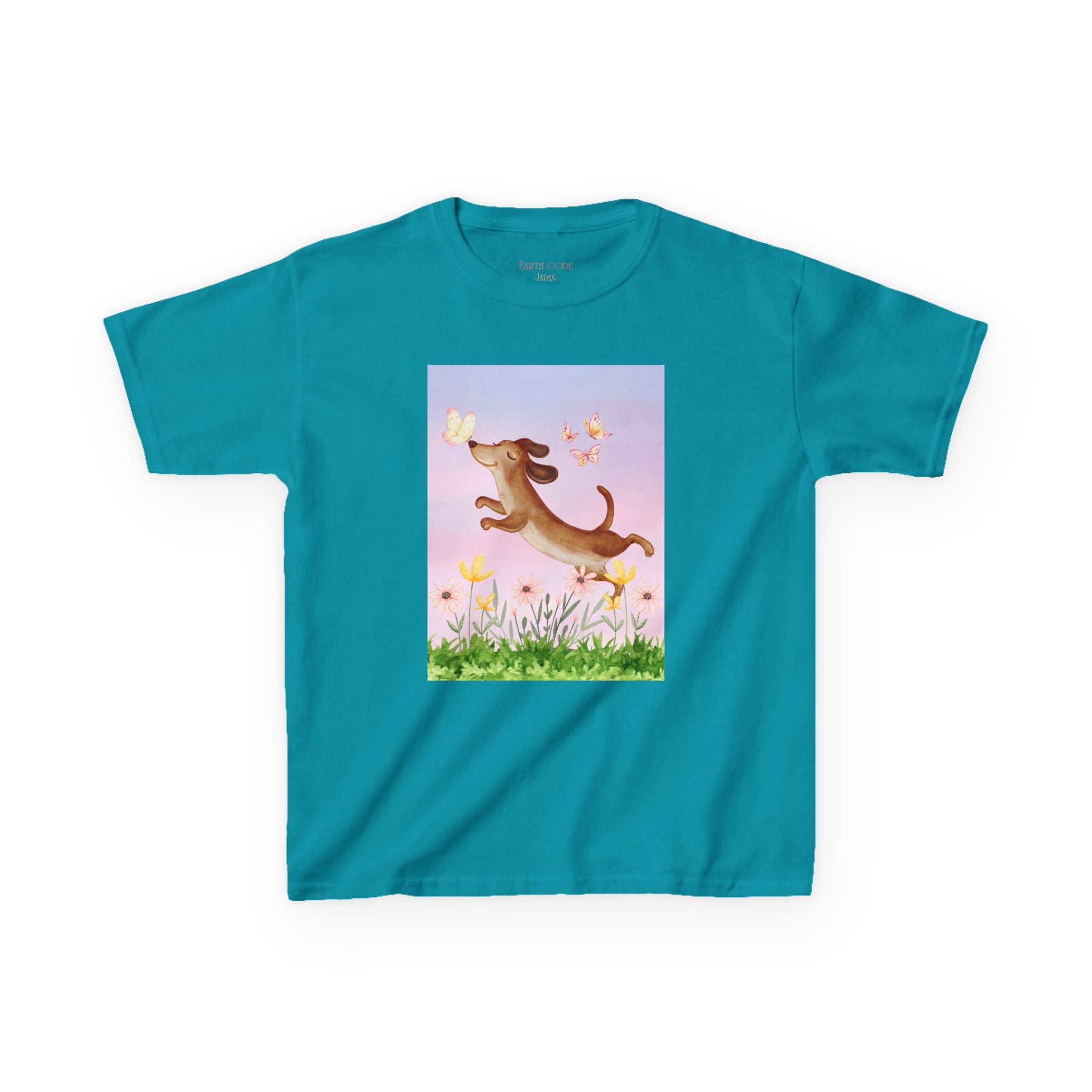 Happy Dancing Dachshund T-Shirt for Kids | Butterfly Garden Kids Tee