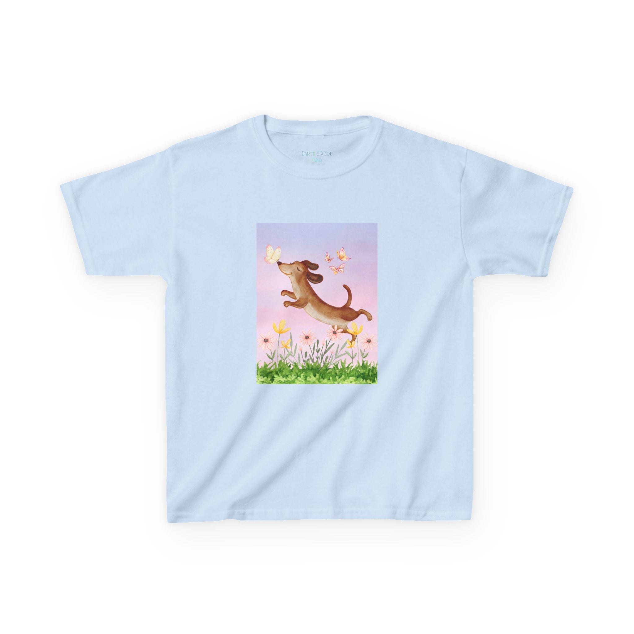 Happy Dancing Dachshund T-Shirt for Kids | Butterfly Garden Kids Tee