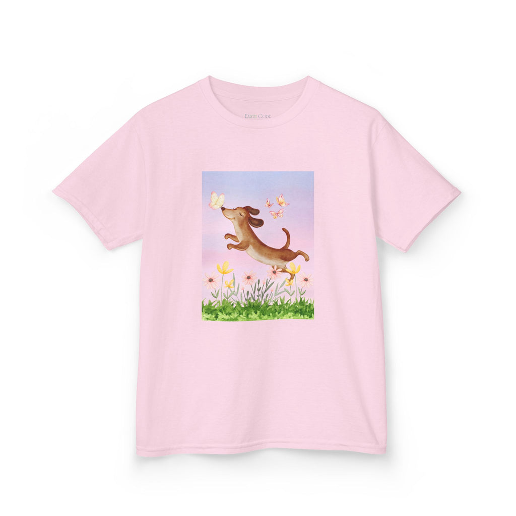 Happy Dancing Dachshund T-Shirt for Kids | Butterfly Garden Kids Tee