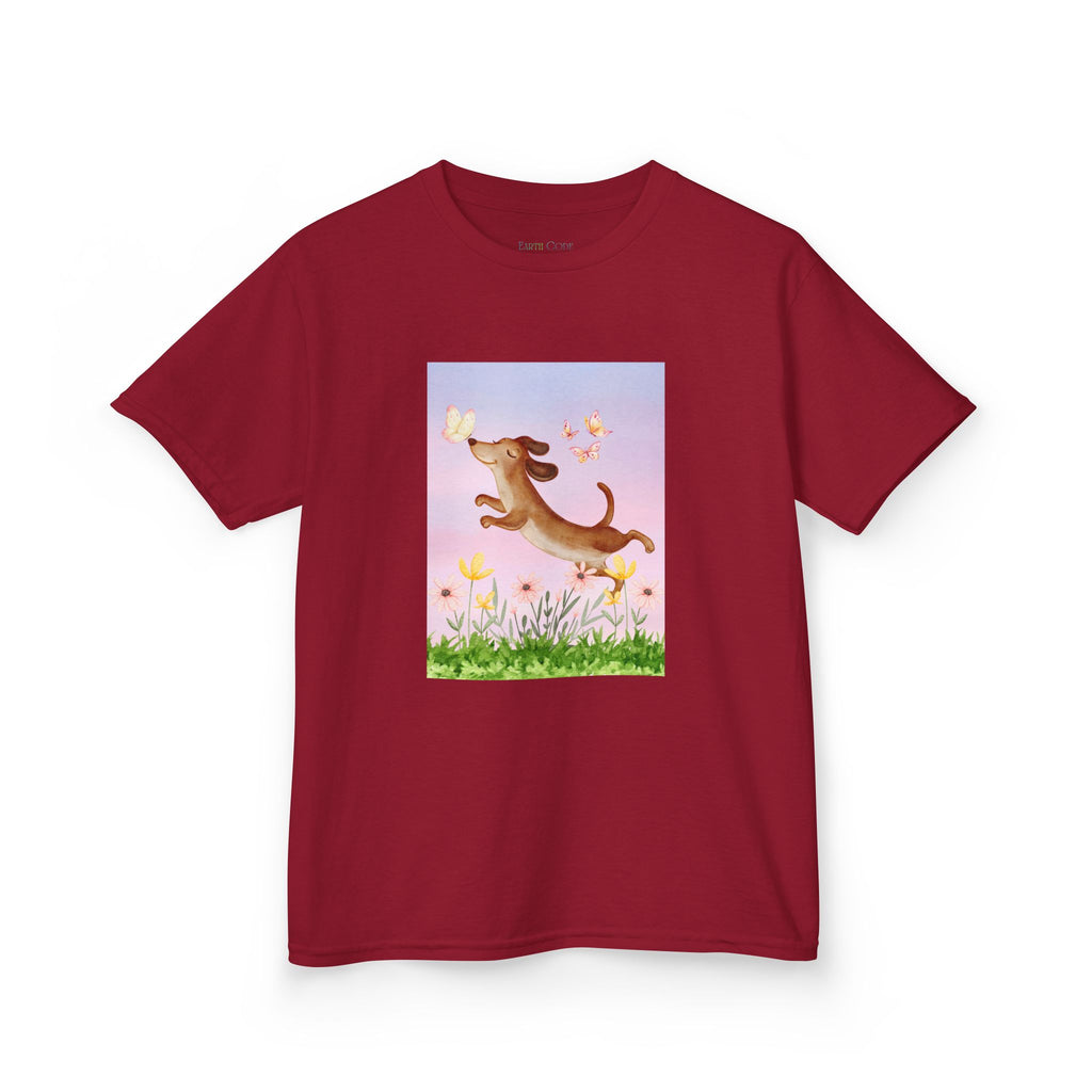 Happy Dancing Dachshund T-Shirt for Kids | Butterfly Garden Kids Tee