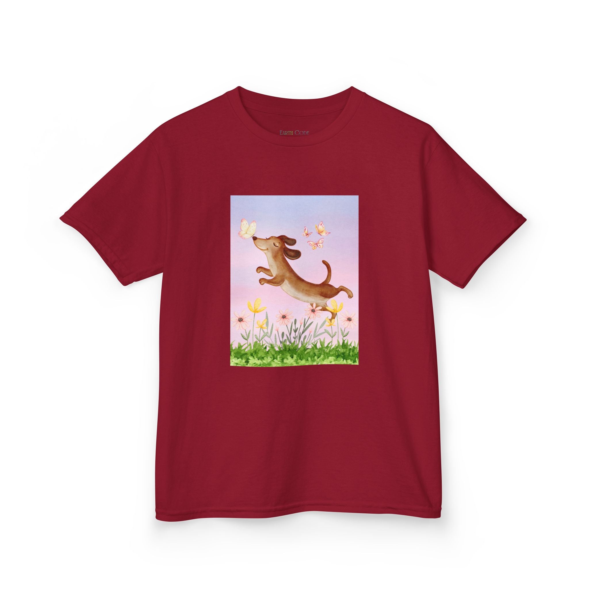 Happy Dancing Dachshund T-Shirt for Kids | Butterfly Garden Kids Tee