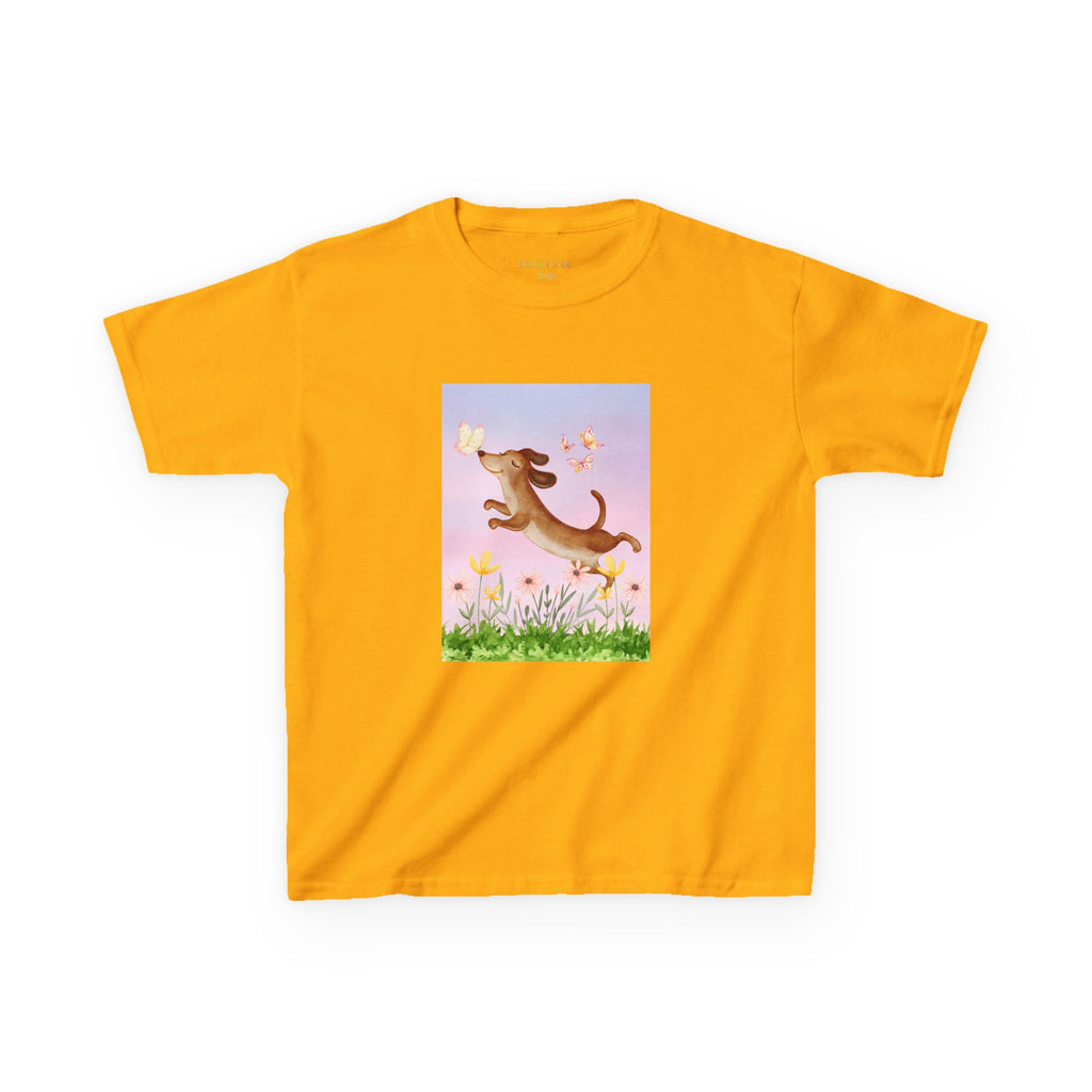 Happy Dancing Dachshund T-Shirt for Kids | Butterfly Garden Kids Tee