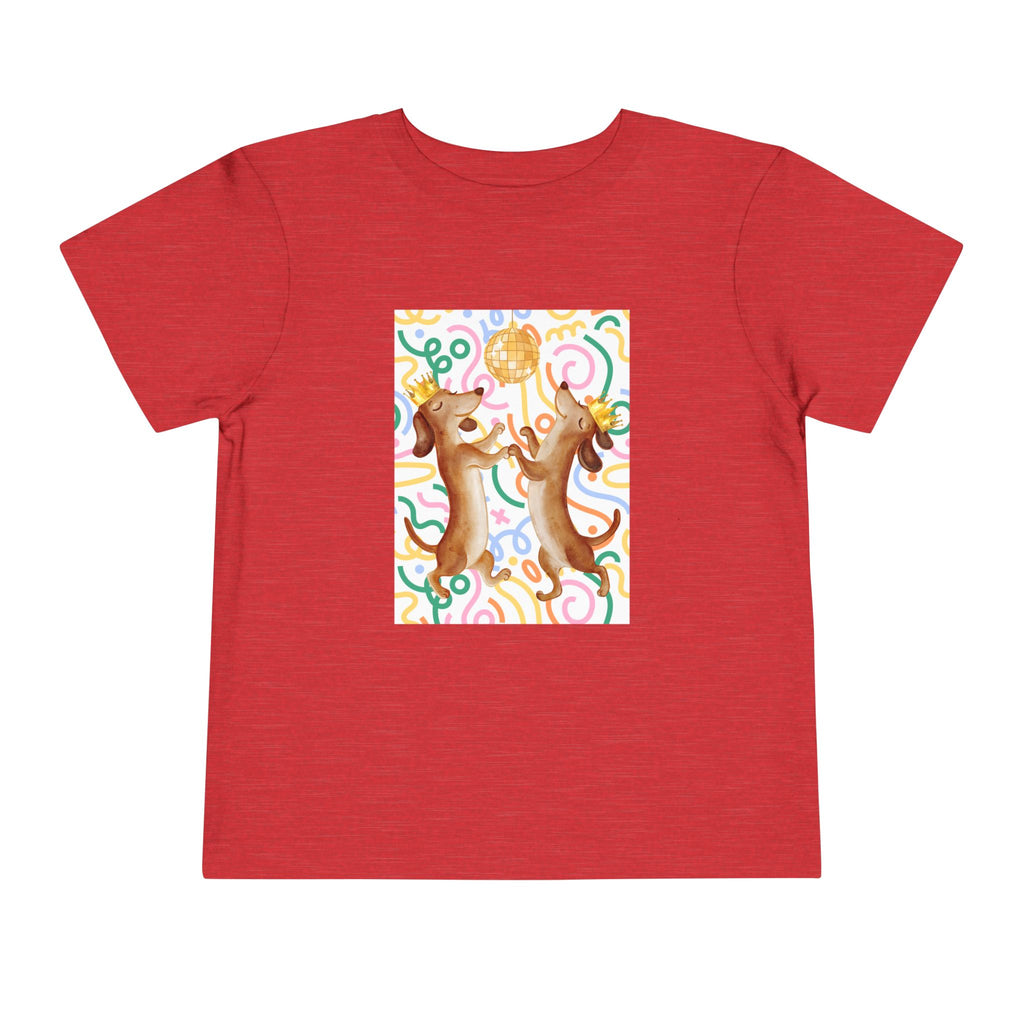 Two Dancing Dachshunds with Crowns T-Shirt | Pop Art Disco Kids Tee