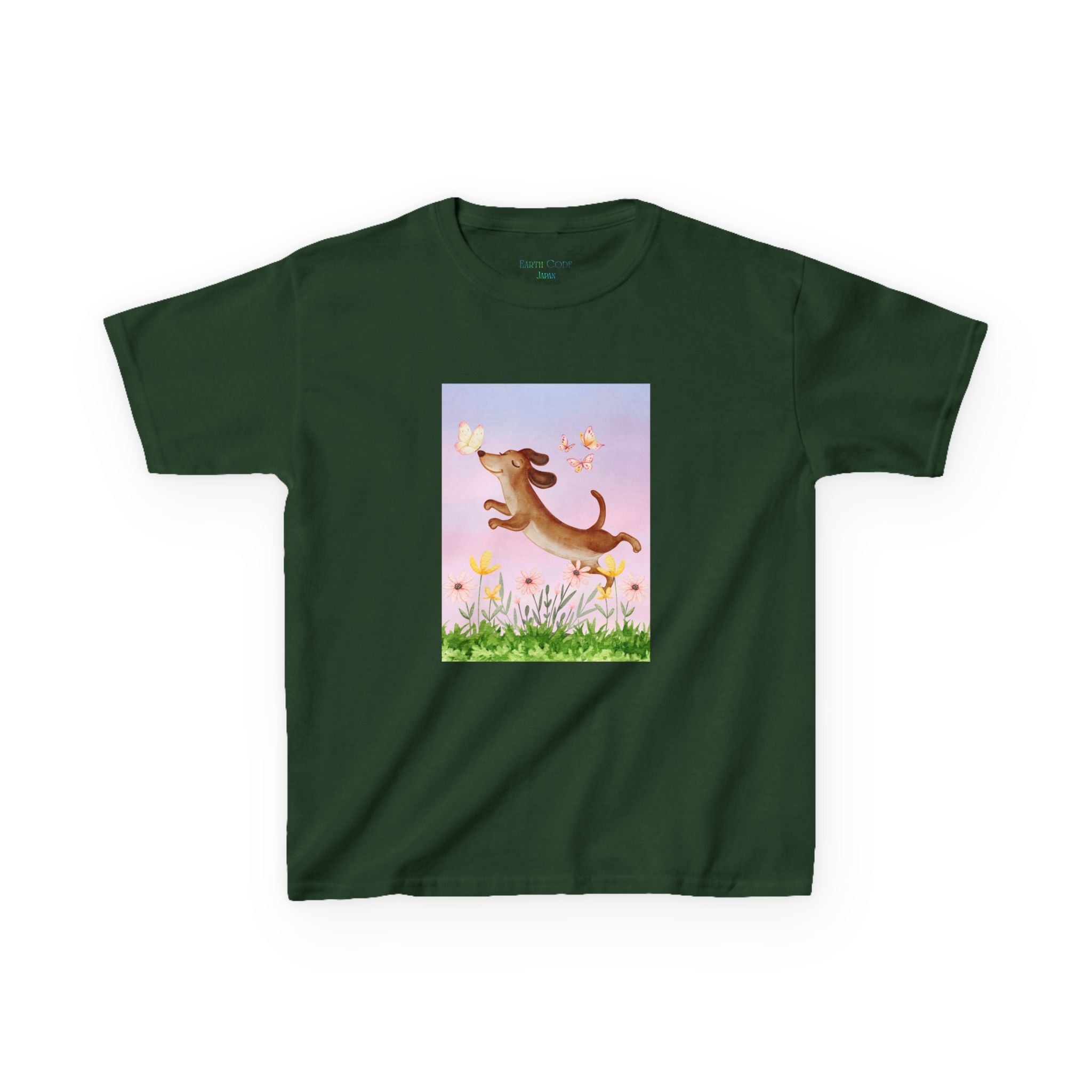 Happy Dancing Dachshund T-Shirt for Kids | Butterfly Garden Kids Tee