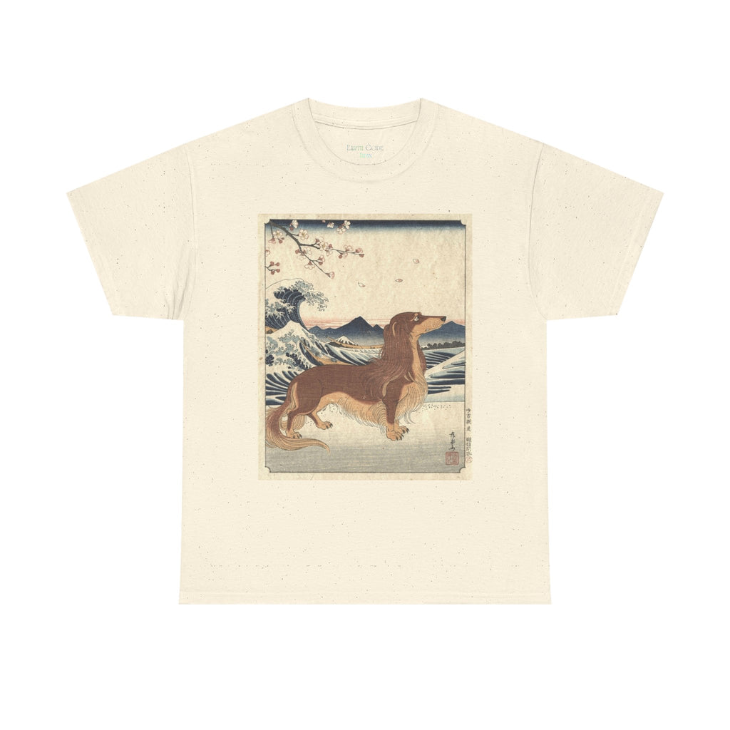 Dachshund Ukiyo-e Art T-Shirt | Japanese Wave Dog Print