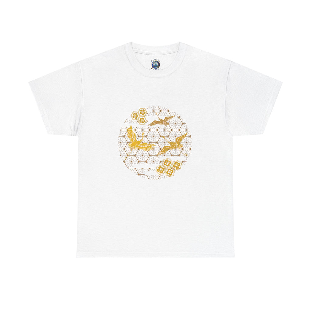 Gold Cranes, Sacred Geometry Graphic T shirts