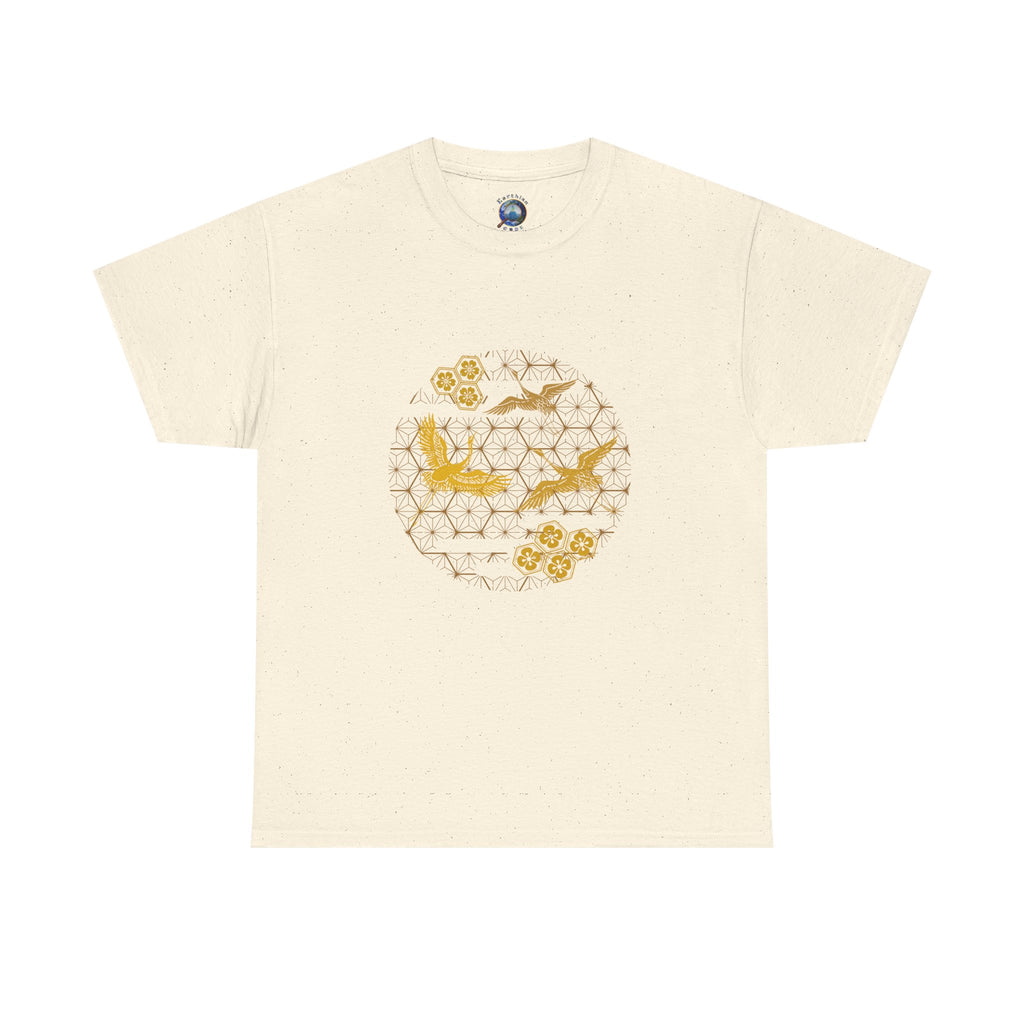 Gold Cranes, Sacred Geometry Graphic T shirts