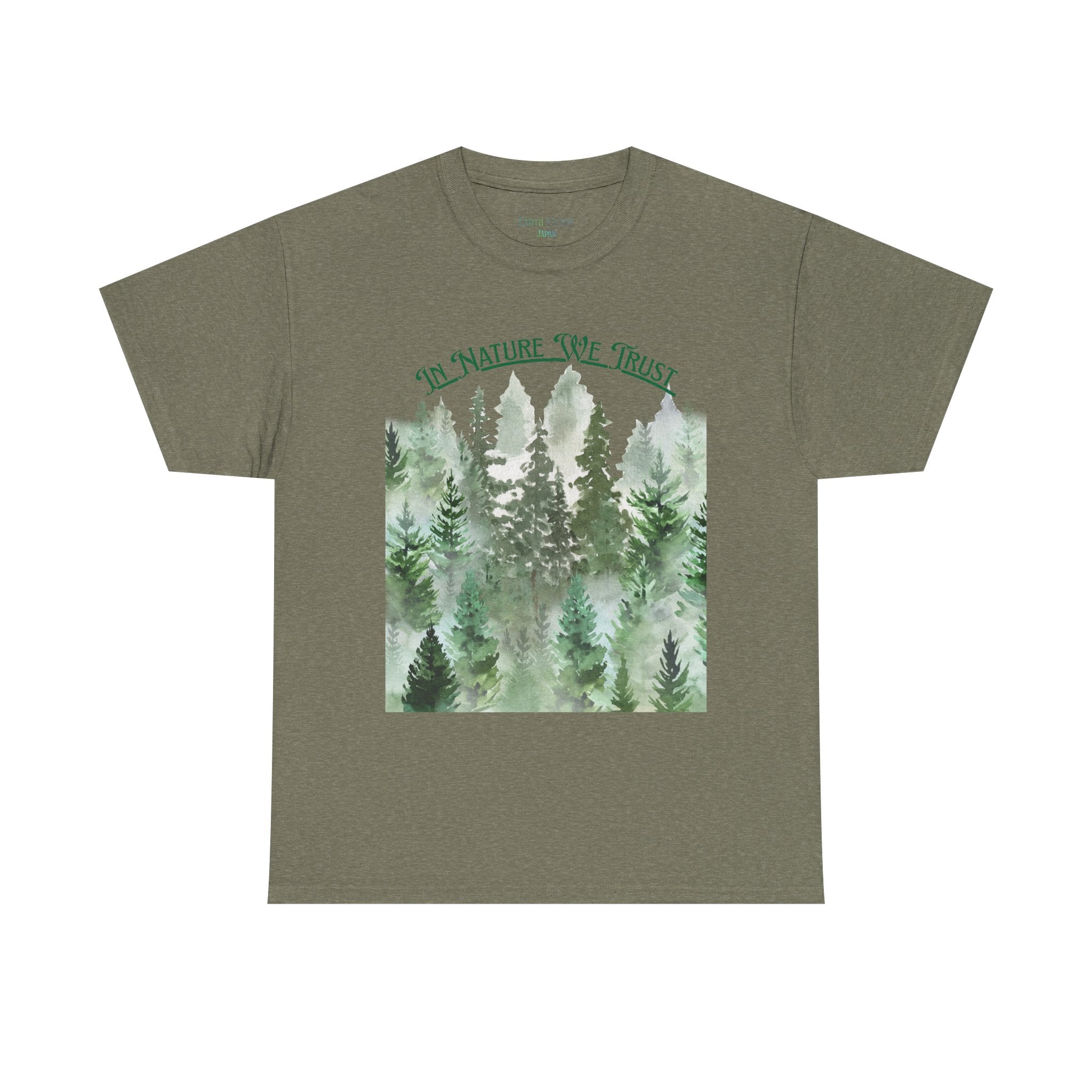 In Nature We Trust T-Shirt | Deep Green Forest Trees Art Print Tee, Outdoors Nature Tee