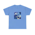 Earth Blue, Silver & White Marble T-Shirt | Abstract Fluid Art Tee - Original Canvas Painting