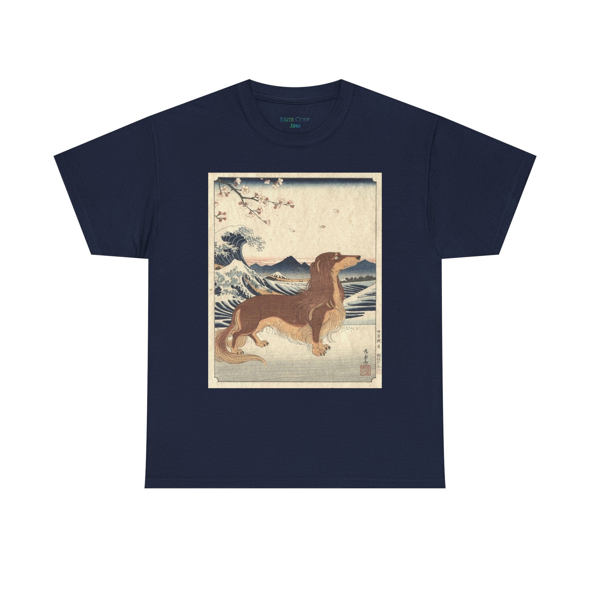 Dachshund Ukiyo-e Art T-Shirt | Japanese Wave Dog Print