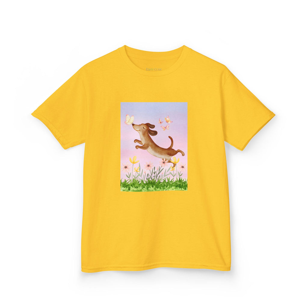 Happy Dancing Dachshund T-Shirt for Kids | Butterfly Garden Kids Tee