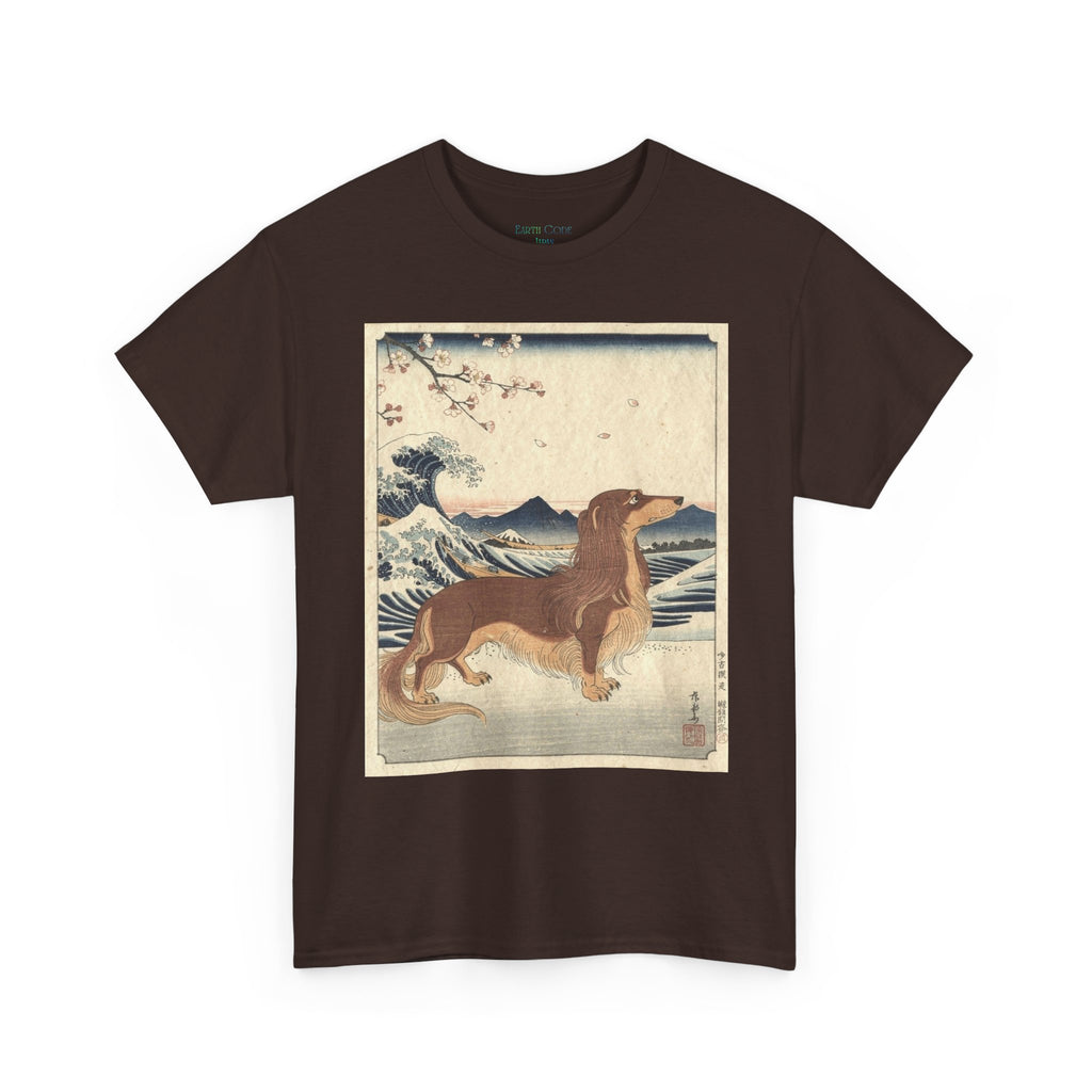 Dachshund Ukiyo-e Art T-Shirt | Japanese Wave Dog Print