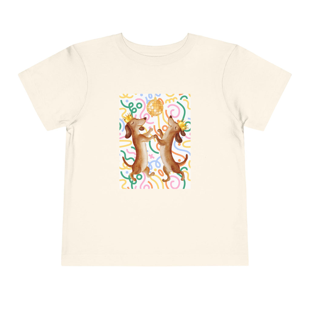 Two Dancing Dachshunds with Crowns T-Shirt | Pop Art Disco Kids Tee