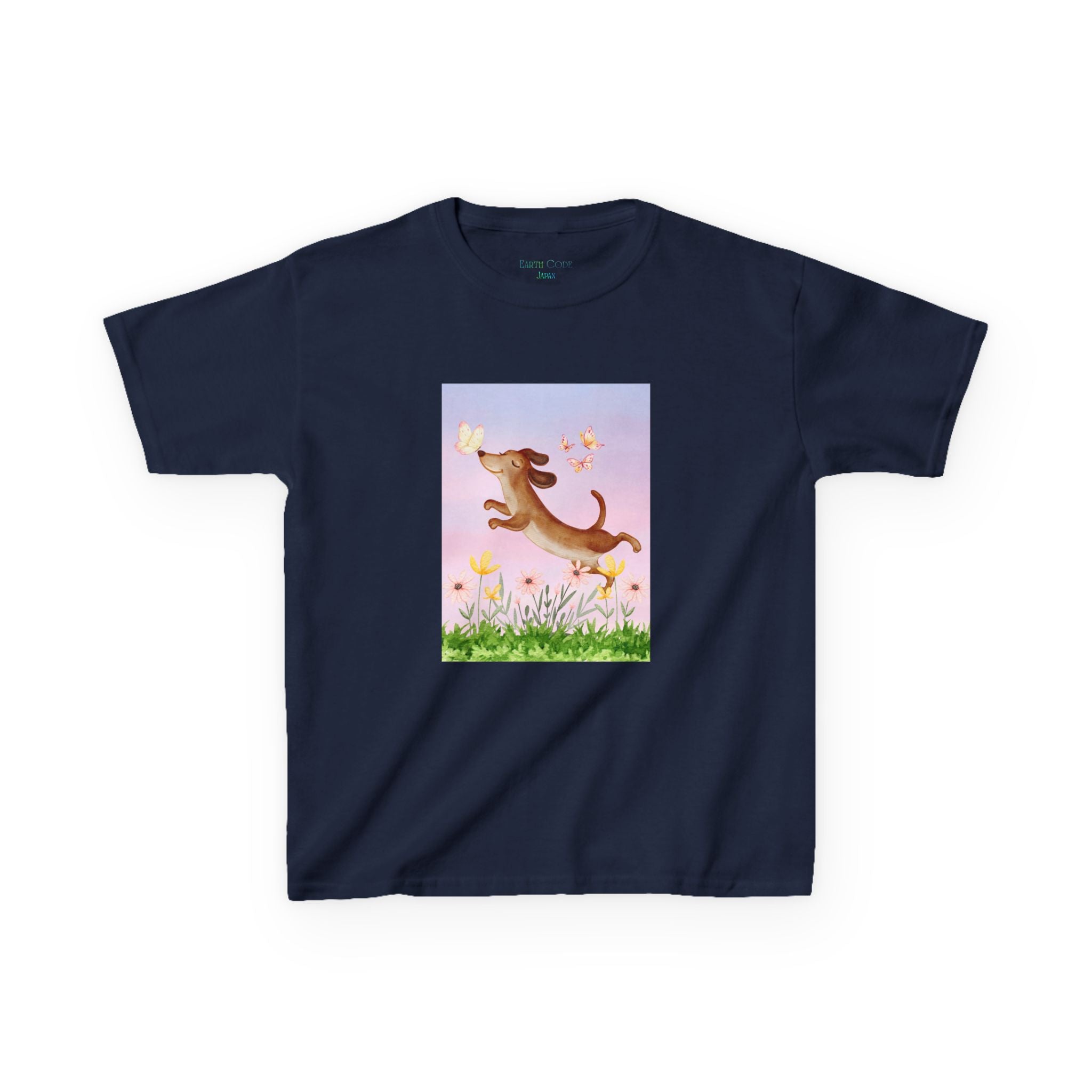 Happy Dancing Dachshund T-Shirt for Kids | Butterfly Garden Kids Tee